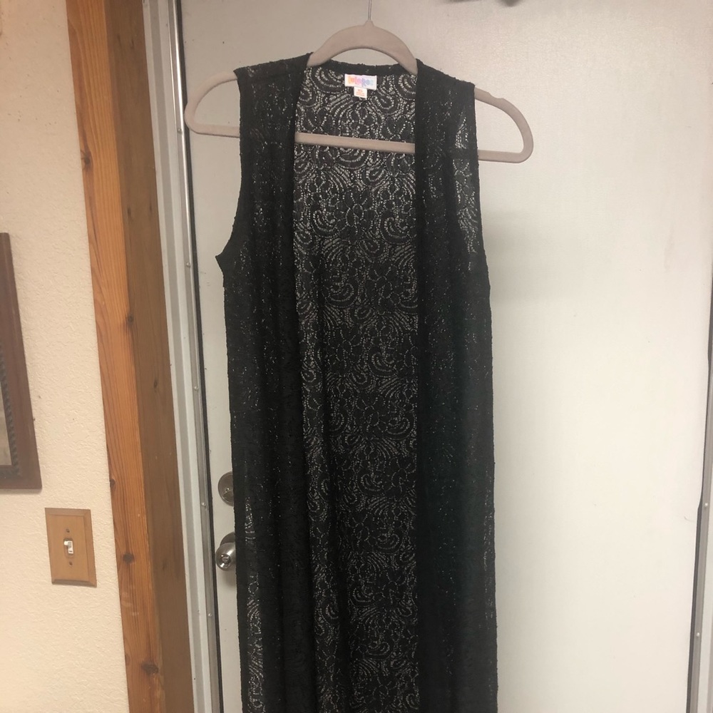 Black lace LulaRoe Long Vest